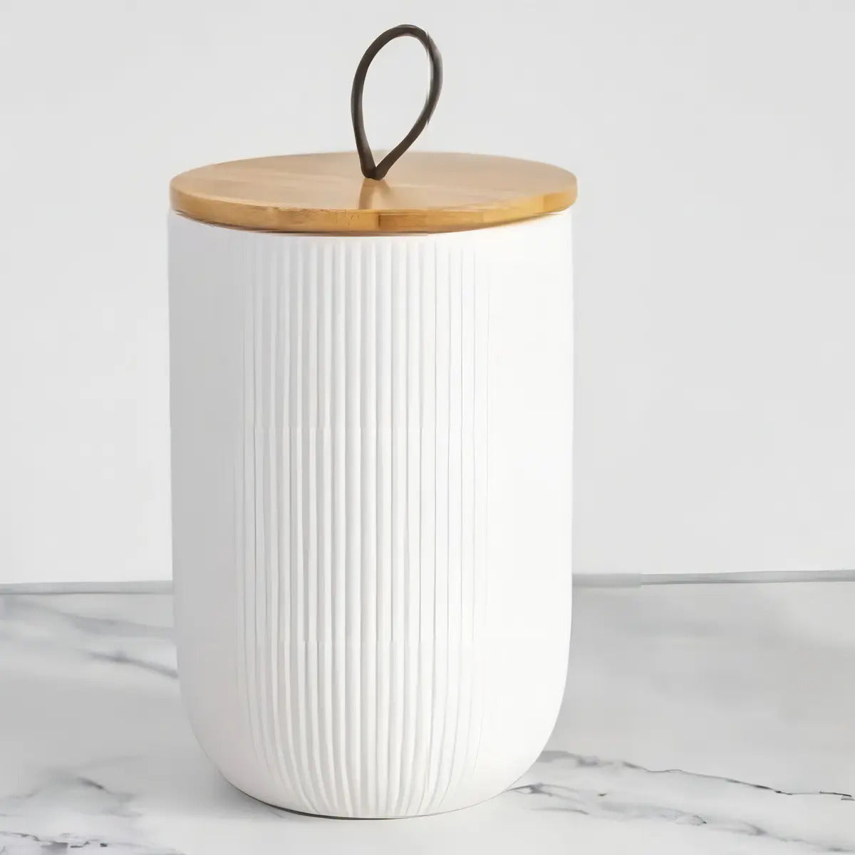 Potiche Pote De Cerâmica  Lines 12,5cm Lyor Cor Branco Branco