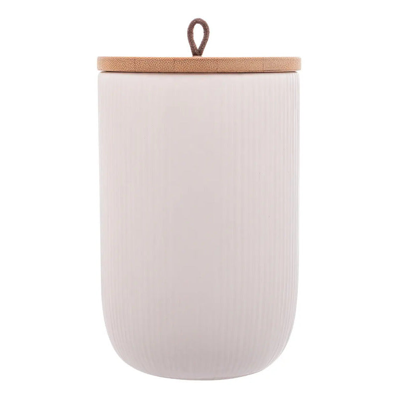 Potiche Pote De Cerâmica  Lines 12,5cm Lyor Cor Branco Branco