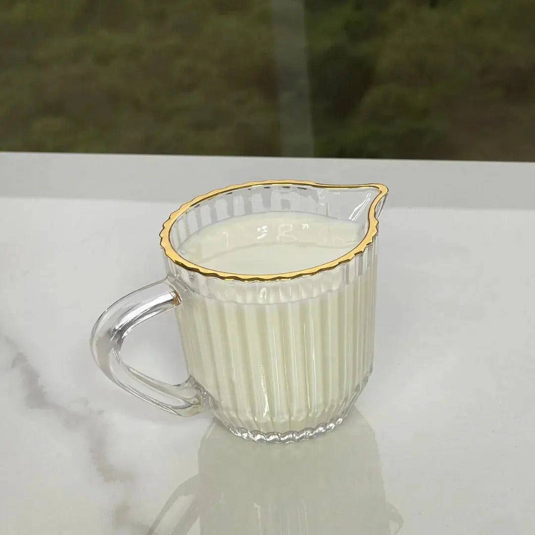 Jarra Leiteira Imperatriz Em Vidro Com Fio De Ouro 220ml Transparente