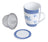 Caneca De Porcelana Super White Com Tampa E Filtro Elsa Azul Branco