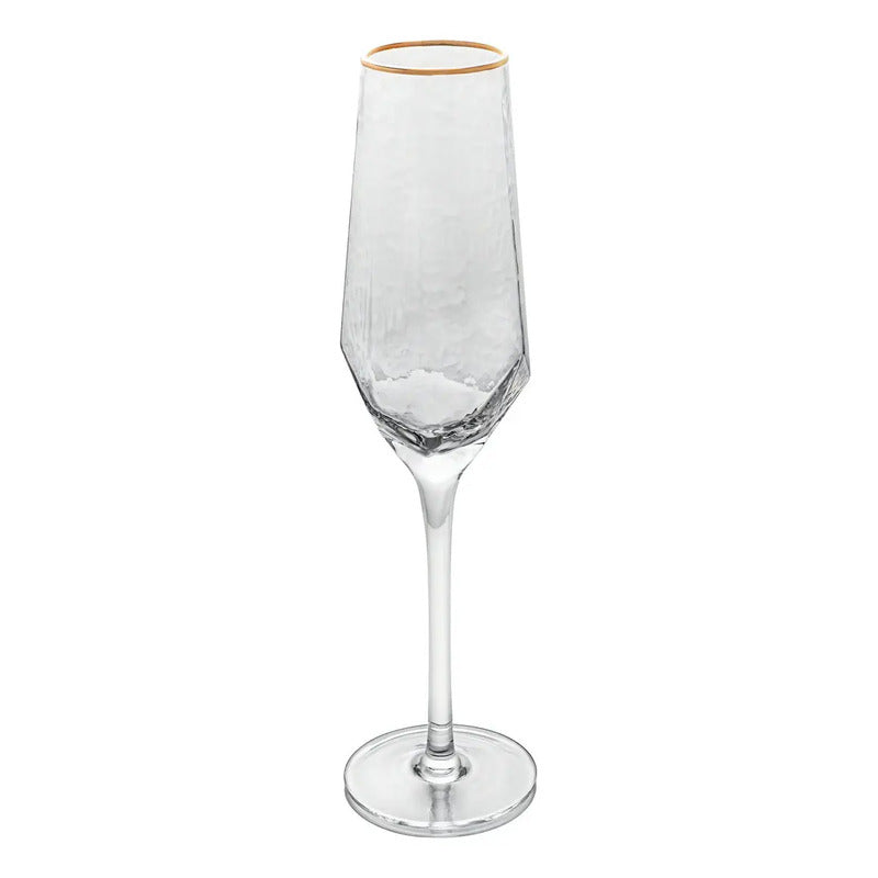 2 Taças Cristal Champagne 300ml Borda Dourada Taj Wolff