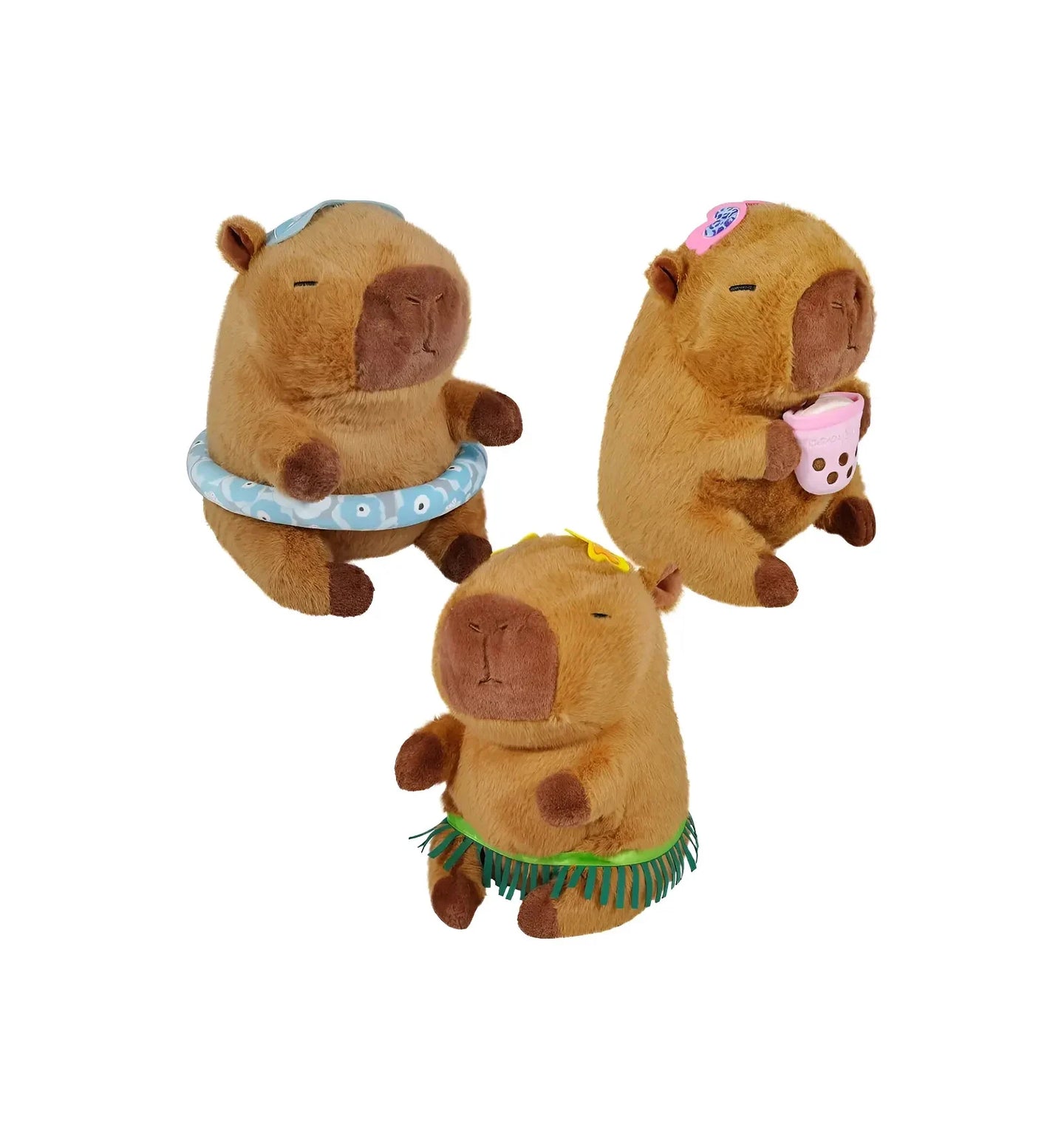 Pelúcia Capivara Moda Praia 35cm - Presente Bubble Tea