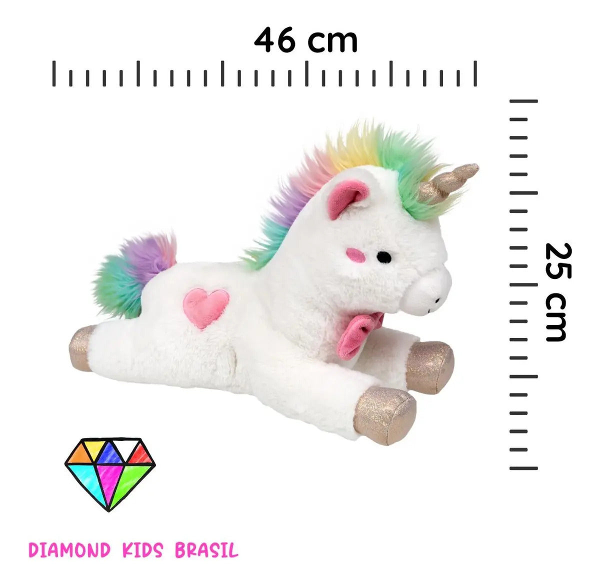 Pelúcia Unicórnio Star Bebê Com Luzes Sons 46cm Grande Buba Cor Branco Cinza-escuro