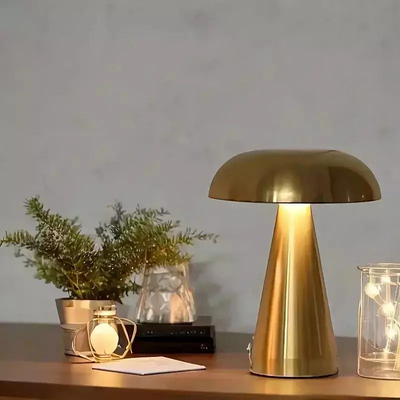 Luminária De Mesa Led 3 Tons Dourada Usb Mushroom Dourado-escuro 220v