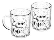 Jogo 2 Canecas Em Vidro Te Amo Tanto Quanto Café 220ml  Lyor Transparente Te Amo Tanto Quanto Café