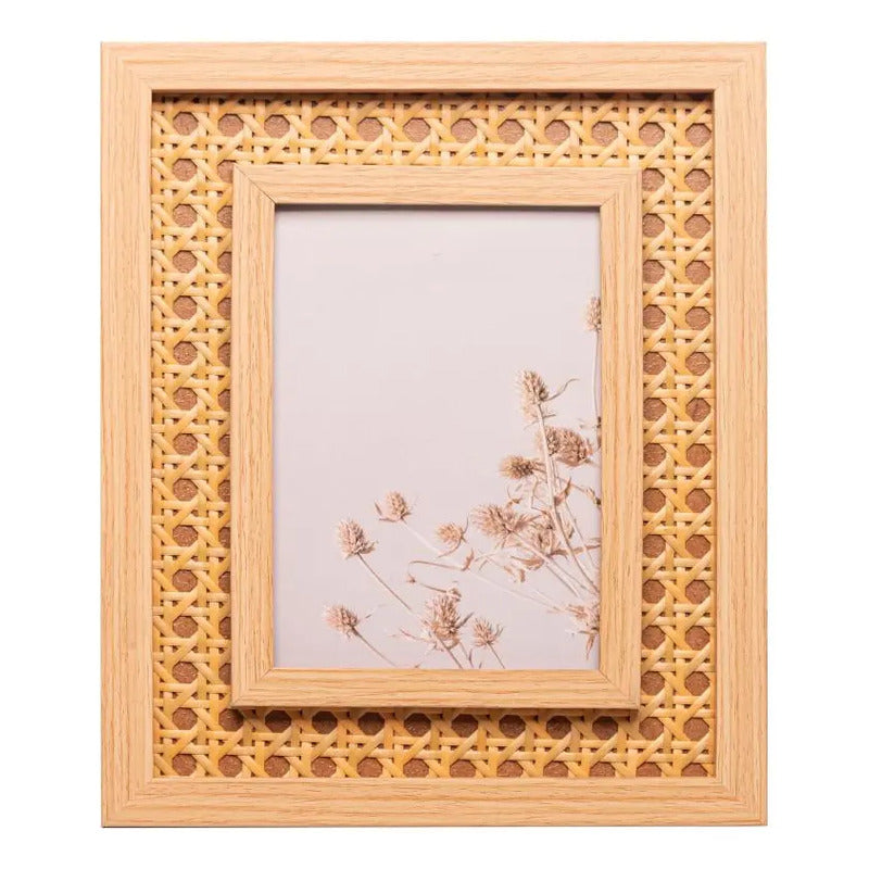 Porta Retrato Lyor De Mdf Com Treliça 10cm X 15cm Natural Lisa