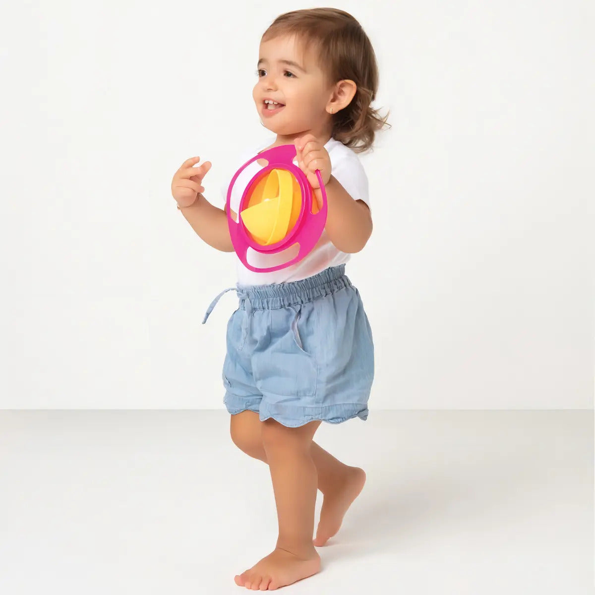 Prato Infantil Giro Bowl Rosa Com Tampa Buba Baby 12+ Meses