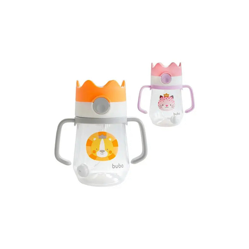 Copo De Transição Infantil Com Canudo Leão Buba Laranja Leão
