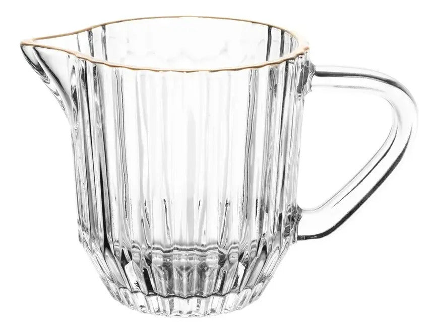 Jarra Leiteira Imperatriz Em Vidro Com Fio De Ouro 220ml Transparente