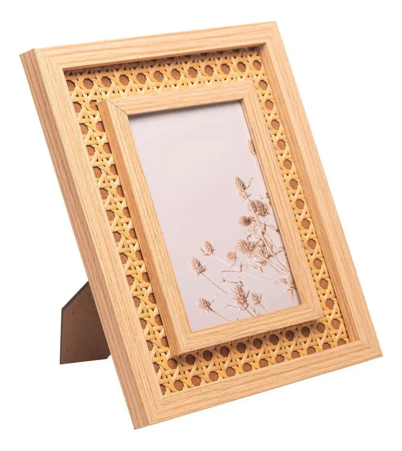 Porta Retrato Lyor De Mdf Com Treliça 10cm X 15cm Natural Lisa