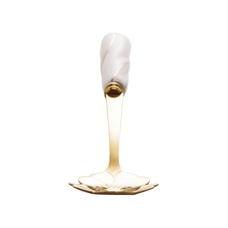 4 Colheres Wolff Flowers De Aço Inox Dourado/branco Branco Com Dourado