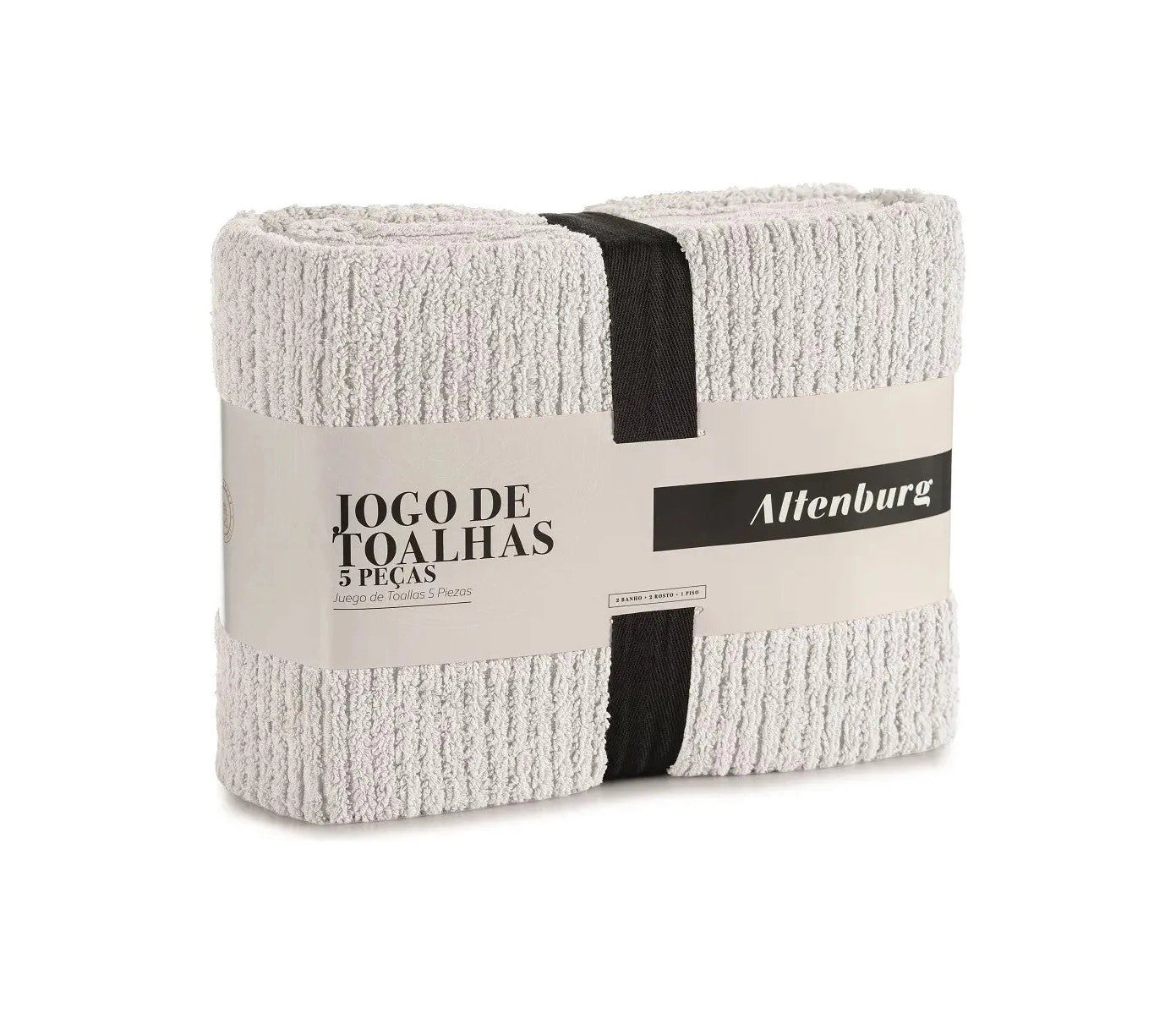 Jogo 5 Toalhas Lines 5p Altenburg 100% Algodão - 75x140cm Branco Line