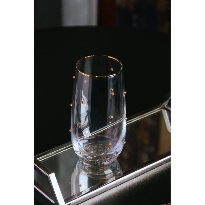 2 Copos Balls Fio De Ouro 300ml Vidro Wolff Incolor