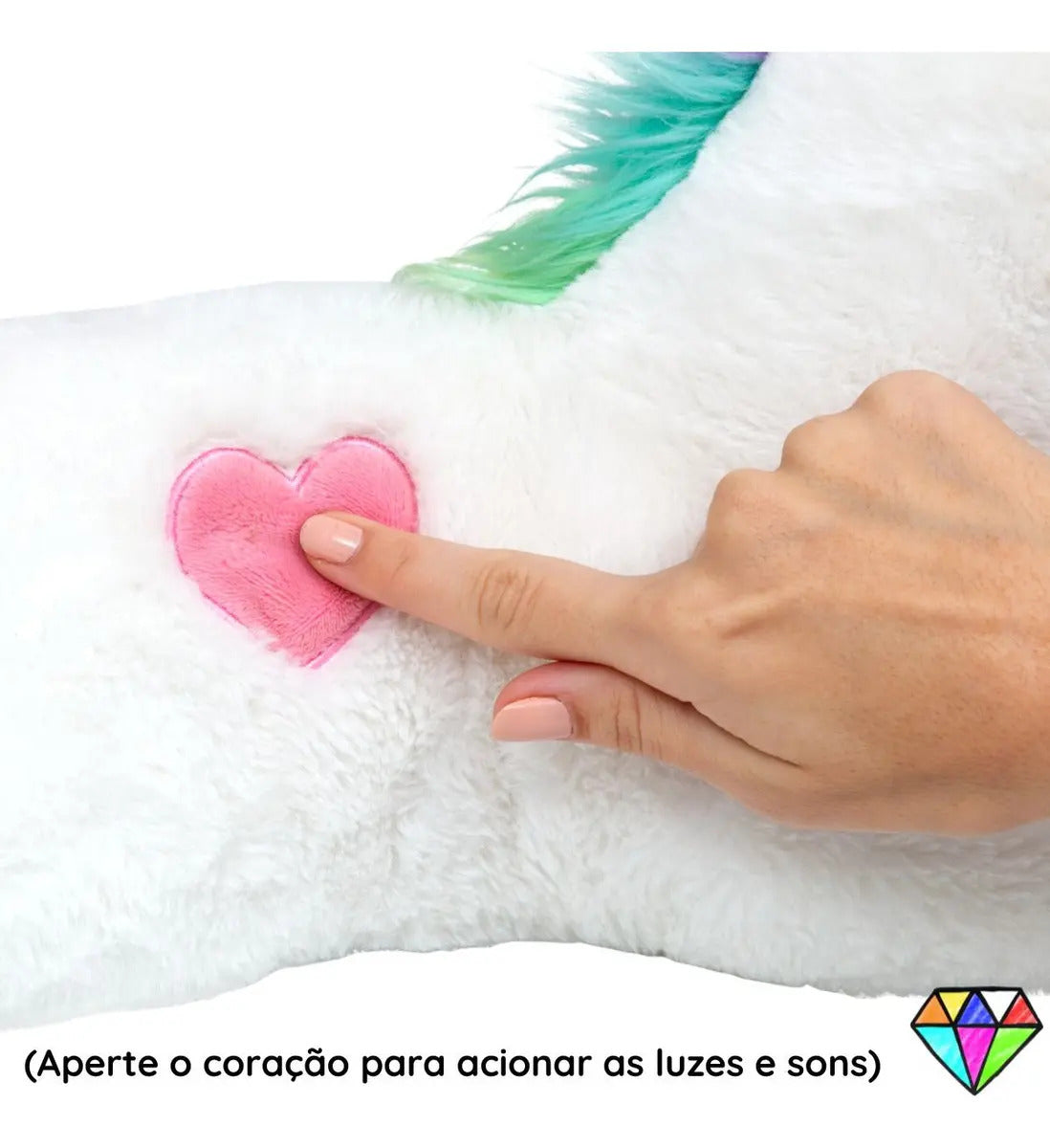 Pelúcia Unicórnio Star Bebê Com Luzes Sons 46cm Grande Buba Cor Branco Cinza-escuro