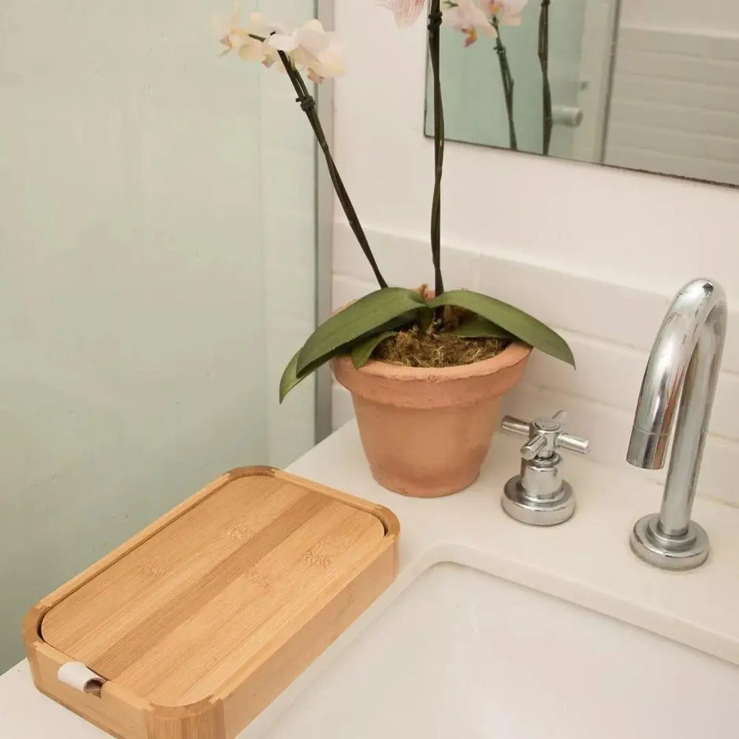 Porta Joias Lyor De Bambu Com Espelho 25cm X 14cm X 3,5cm