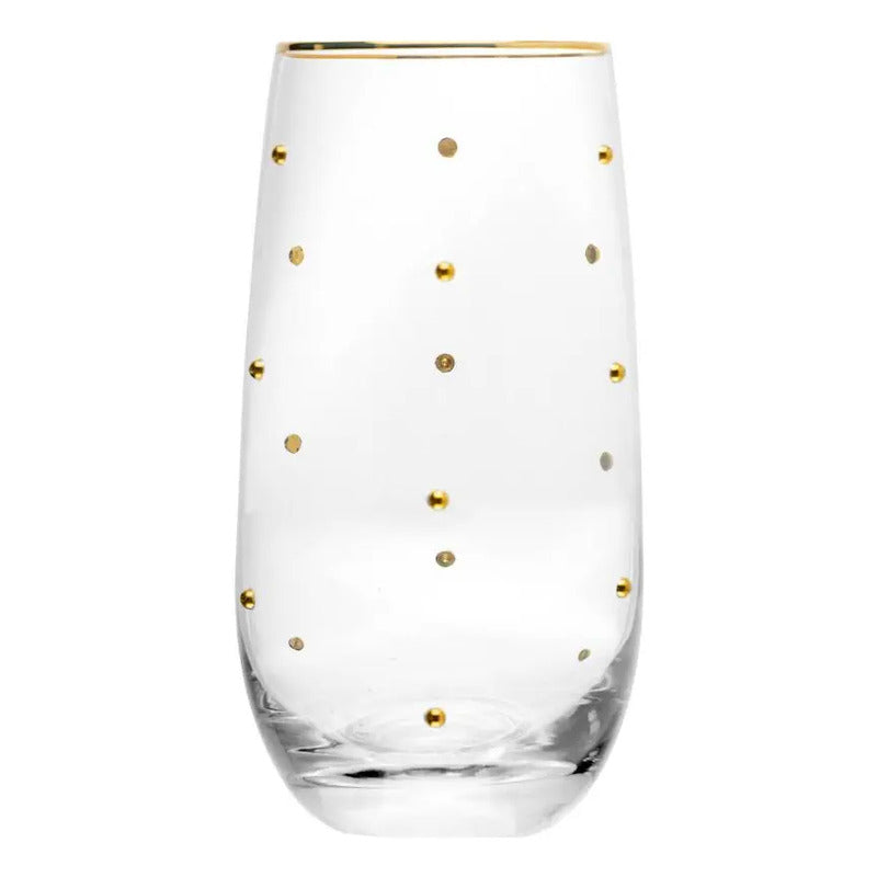 2 Copos Balls Fio De Ouro 300ml Vidro Wolff Incolor
