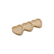 Petisqueira 3 Divisórias Lyor Coração De Bambu Natural 25cm Natural