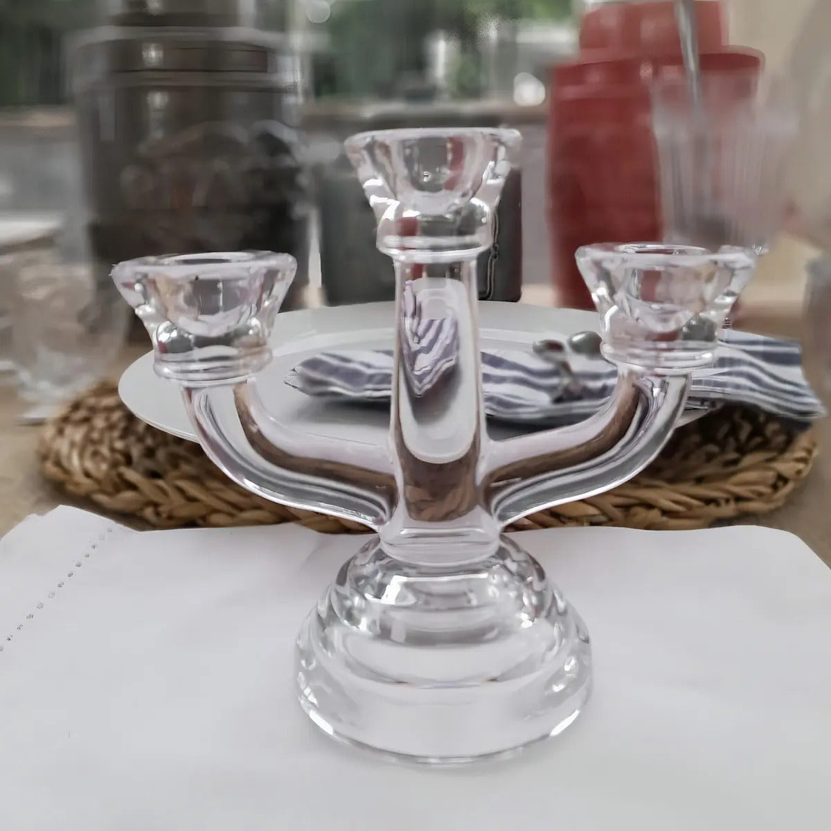 Candelabro Vidro Sodo-cálcico P/3 Velas 15x7x13cm Cor Transparente