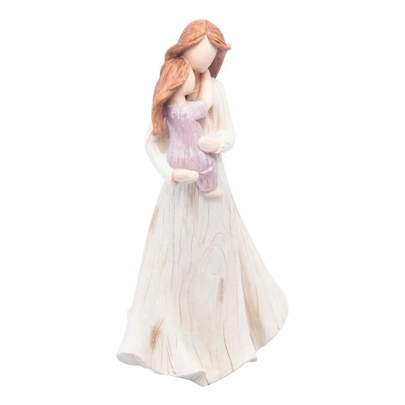Escultura Decorativa Mãe E Filha Em Resina 24,5cm Multicolor
