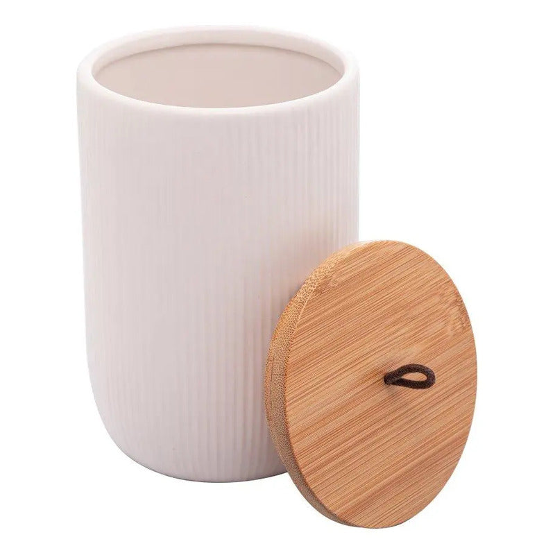Potiche Lyor Lines De Ceramica Branco 10cm X 10cm X 15cm Branco