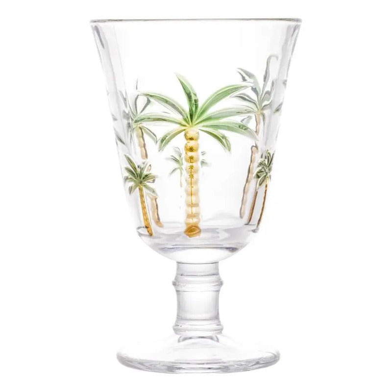 6 Taças De Cristal Verde 240ml Palm Hand Painting - Lyor