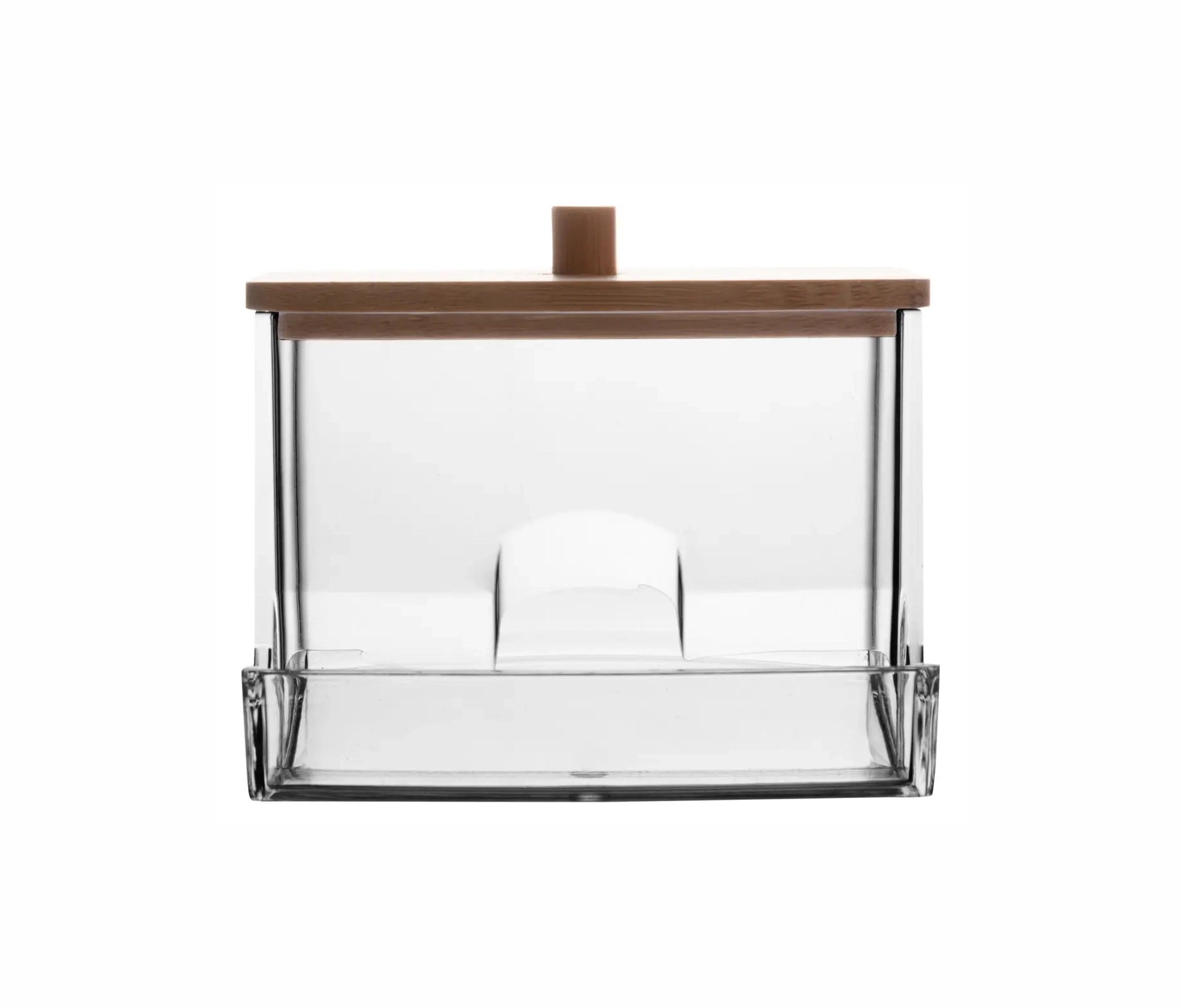 Porta Cotonete Com Tampa De Bambu 5989 Cor Incolor