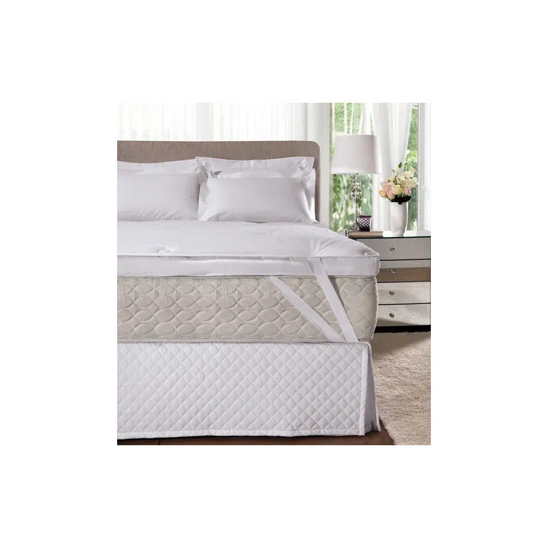 Pillow Top Queen Altenburg Grid Percal 180 Fios Branco Queen