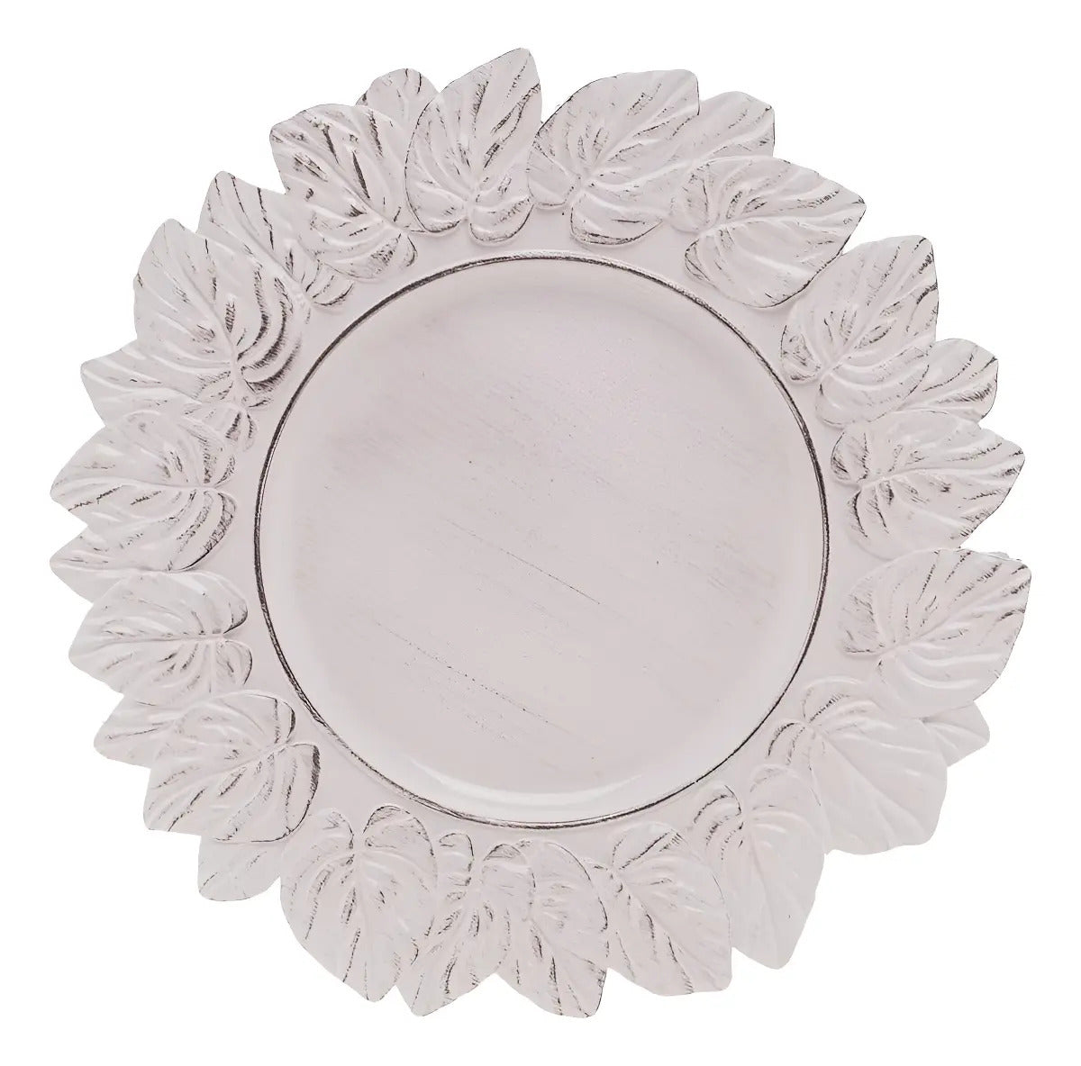Sousplat Lyor Garden Leaf De Plástico Branco 35cm