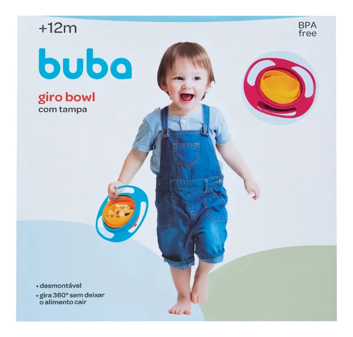 Prato Infantil Giro Bowl Rosa Com Tampa Buba Baby 12+ Meses