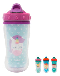 Copo Infantil Parede Dupla Animal Fun Unicórnio Canudo Buba
