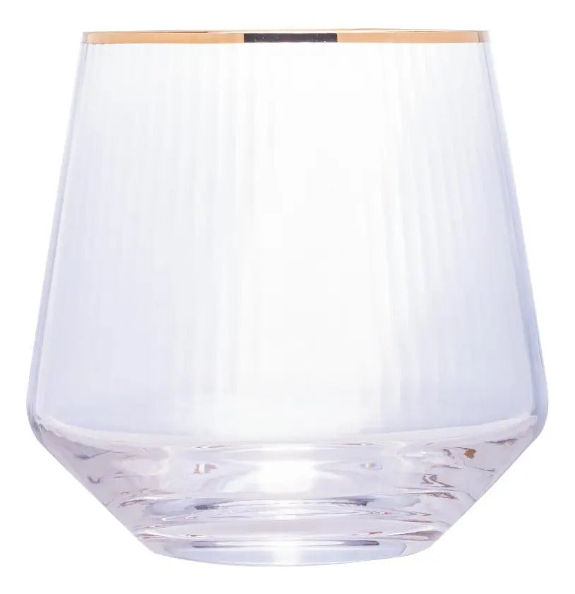 2 Copos Baixos Com Fio De Ouro 330ml - Wolff Dourado