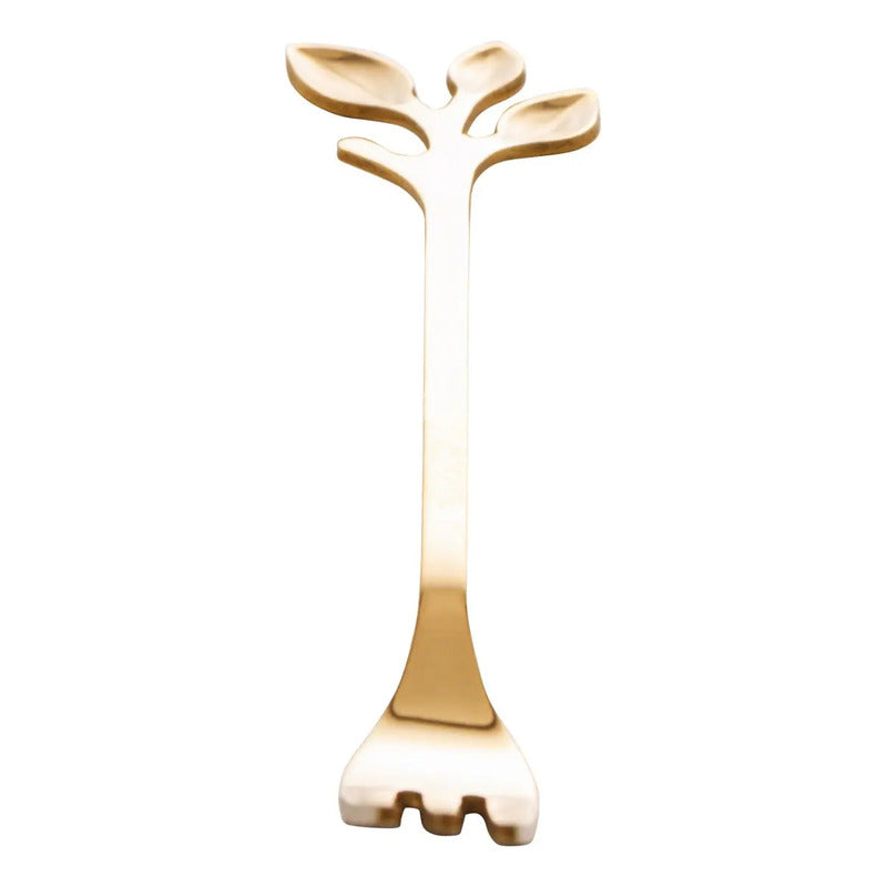 Kit Garfo Sobremesa Dourado Aço Inox Garfinho Petiscos 4pçs Dourado