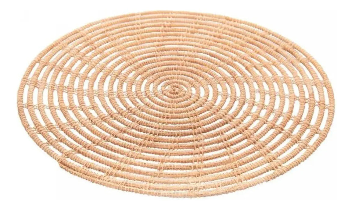 Kit 04 Lugar Americano De Fibra Natural Palm 35cm - Lyor Palha Liso