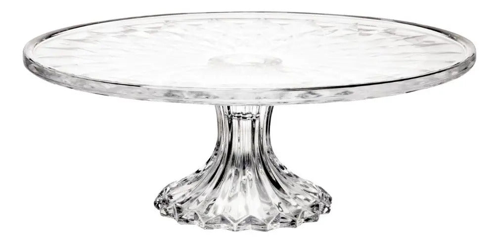 Prato Para Bolo Diamond De Cristal Com Pé Lyor 31cm X 14,5cm Transparente