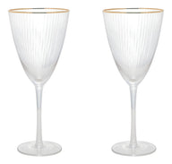 Cj 2 Taças Vinho 400ml Vidro C/ Borda Dourada Lines - Wolff Transparente