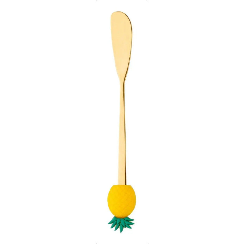 Kit 4 Espátulas Facas Frutas Inox Cor Dourado Dourado