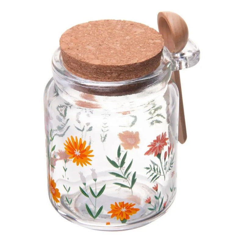 Porta Mantimento Redondo De Lyor Flora Vidro Com Tampa 240ml Prata