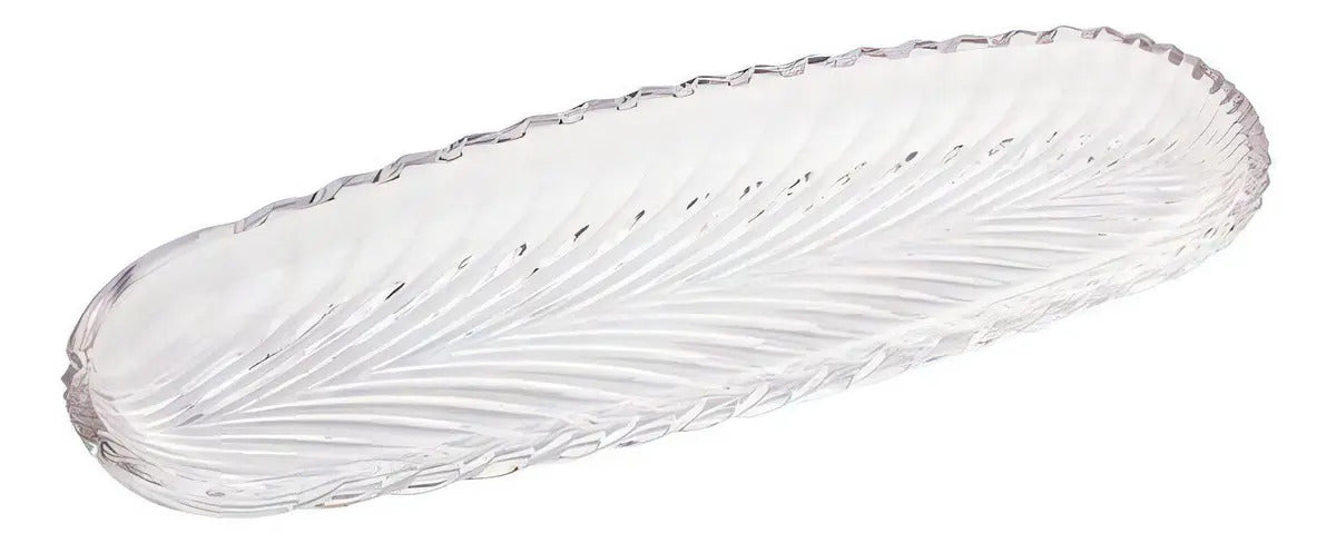 Prato Decorativo De Cristal Folha 39,5x14x3cm- Lyor Transparente Folha