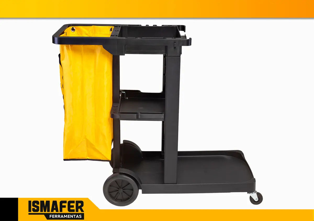 Carro De Limpeza Multifuncional Com Saco Coletor Perfect Preto