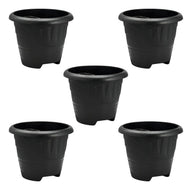 Kit 5 Vasos Plásticos Redondo 5 Litros Preto Casa Jardim Liso