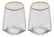 Cj 2 Copos De Cristal Baixos Taj Com Fio De Ouro Wolff 550ml