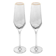 2 Taças Cristal Champagne 300ml Borda Dourada Taj Wolff
