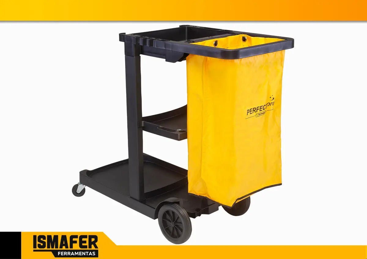 Carro De Limpeza Multifuncional Com Saco Coletor Perfect Preto