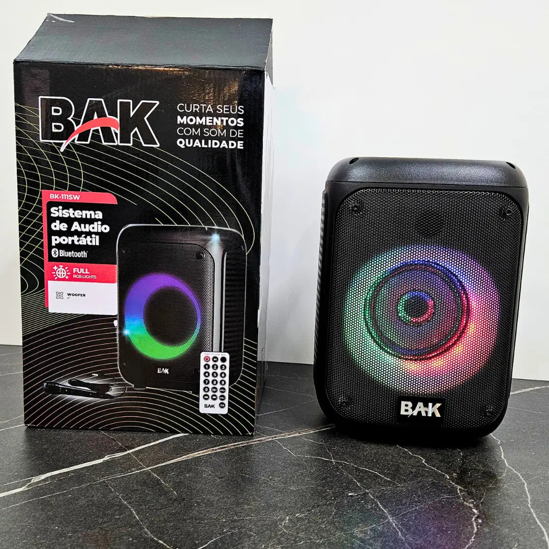 Caixa De Som Bluetooth C/ Microfone Radio 10w Bk-111sw - Bak Preto 127/220v