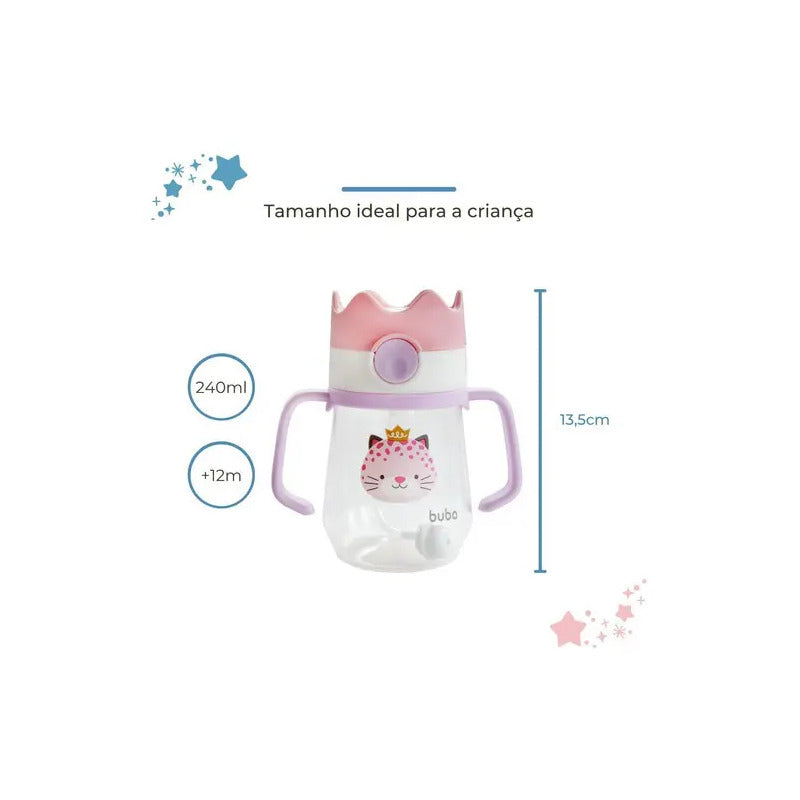 Copo De Transição Infantil Com Canudo Leão Buba Laranja Leão