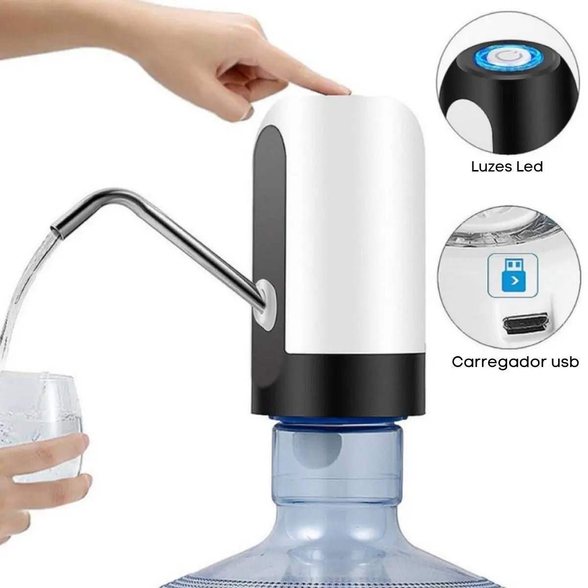 Tirar Água De Galão Sem Virar Bomba Elétrica Preto/branco Branco