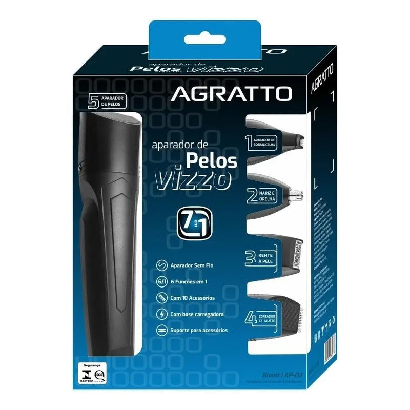 Maquina Aparador De Pelo Cabelo Vizzo Agratto Ap03 Bivolt Preto 127/220v