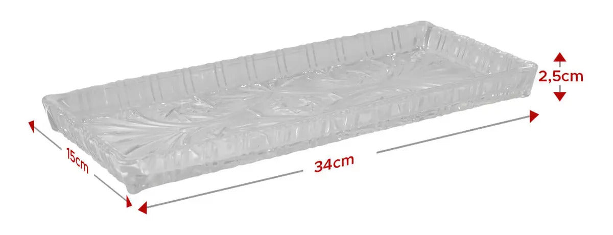 Travessa Lyor Dragon De Cristal Incolor 34cm X 15cm X 2,5cm