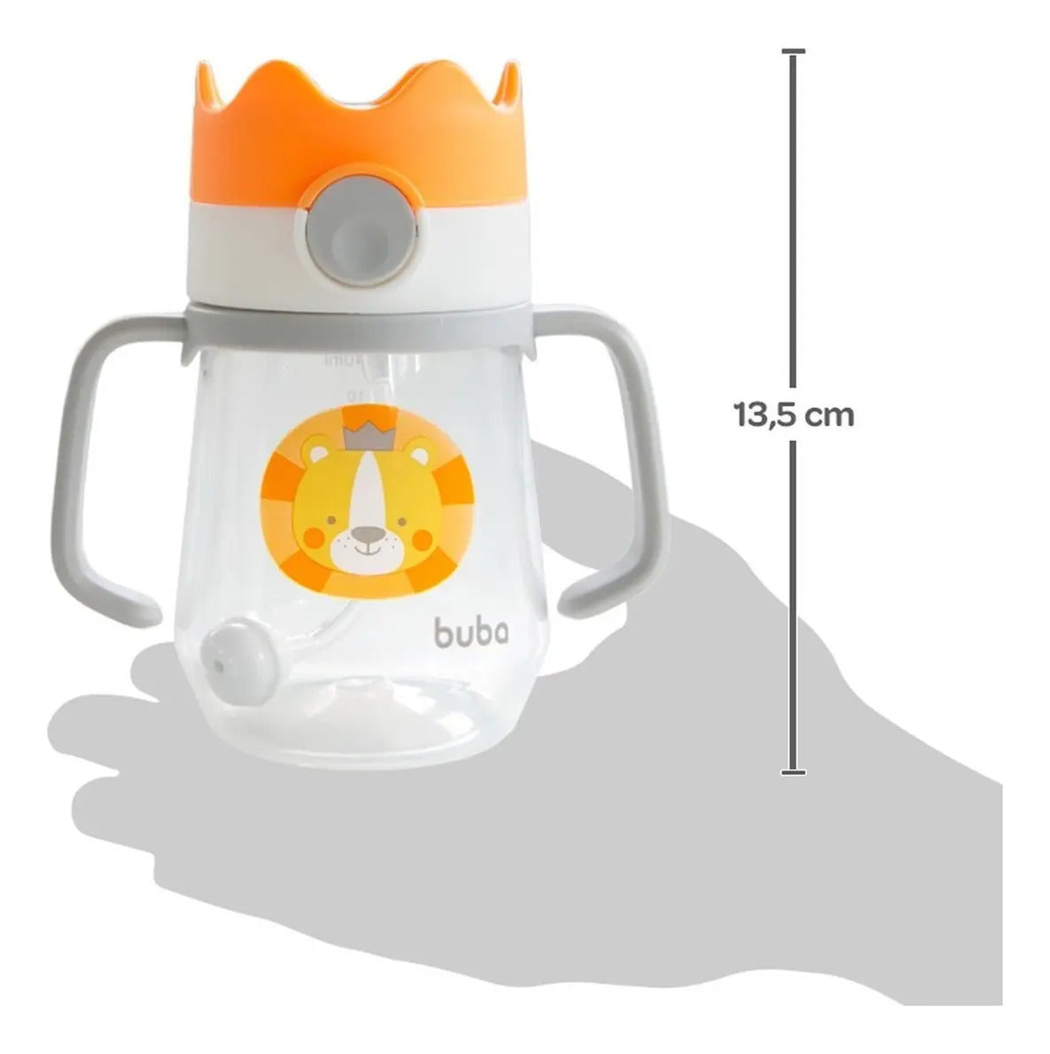 Copo De Transição Infantil Com Canudo Leão Buba Laranja Leão