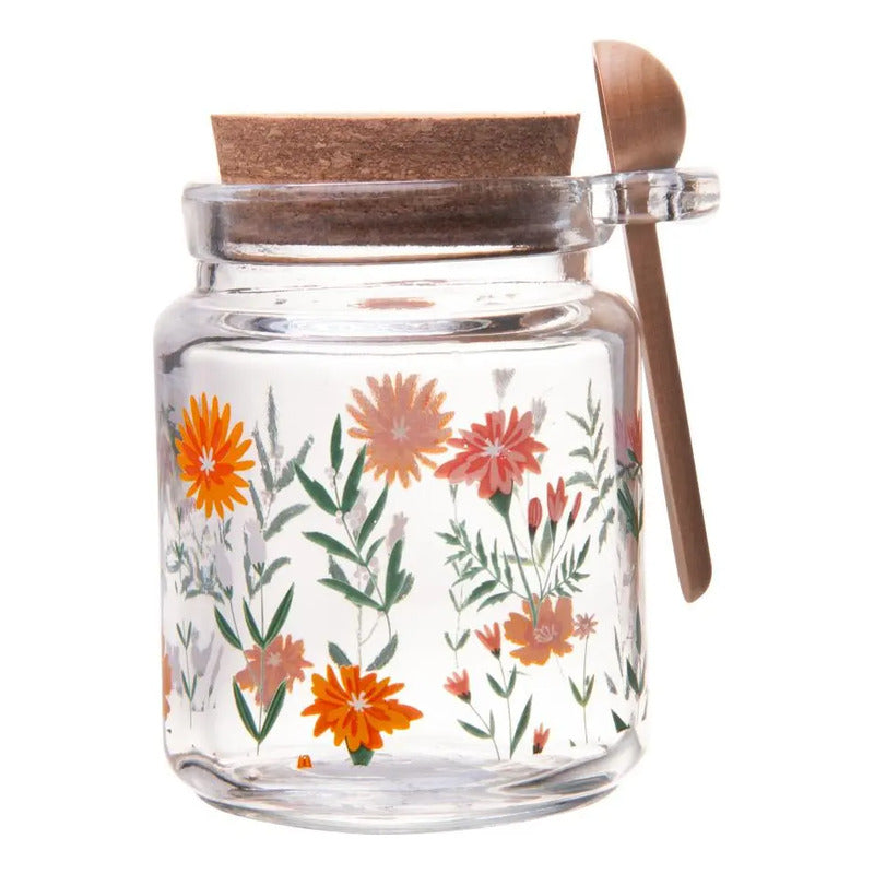 Porta Mantimento Redondo De Lyor Flora Vidro Com Tampa 240ml Prata